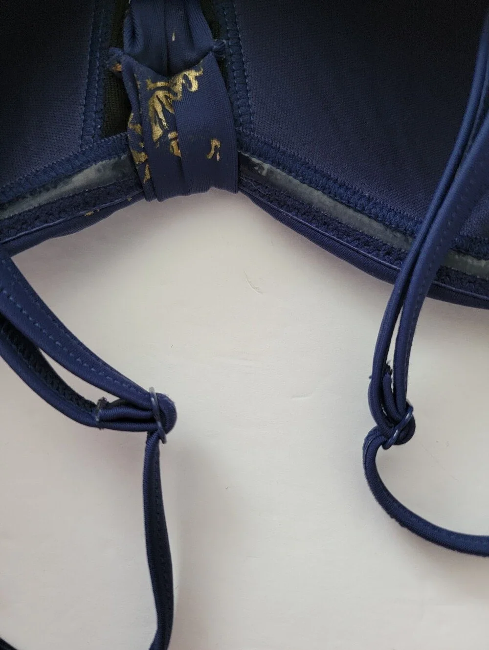 Boden  Navy Blue Gold Foil Palm Tree One Piece Swimsuit Halter Keyhole Sz 10